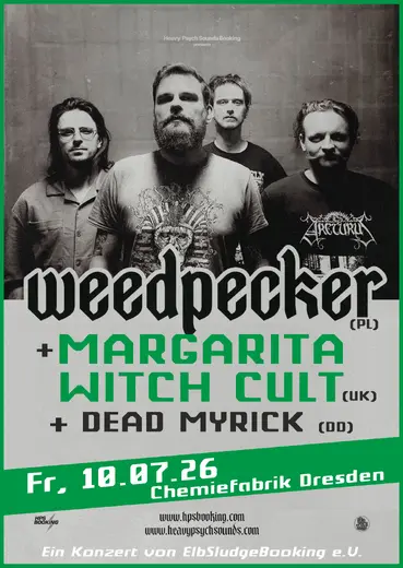 Flyer WEEDPECKER + MARGARITA WITCH CULT + DEAD MYRICK