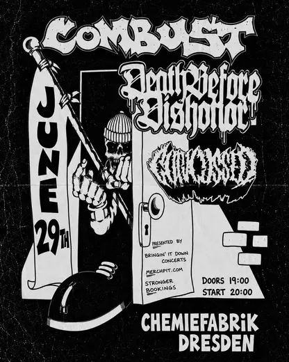 Flyer COMBUST + DEATH BEFORE DISHONOR + CONCUSSED
